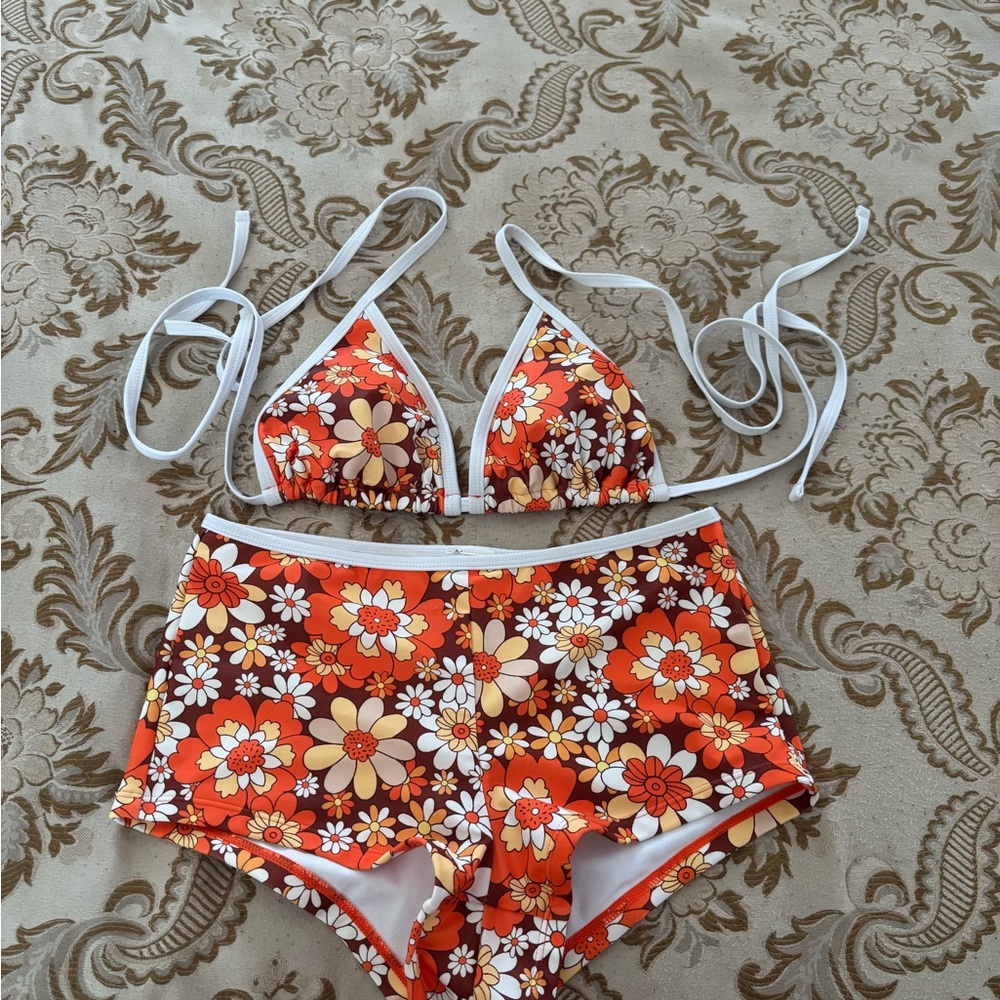 Floral Orange Women's Bikini